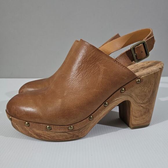 Kork-Ease Shoes - NEW Kork Ease Darby Clog Platform Chunky Heel Brown Burnished Leather Size 11
